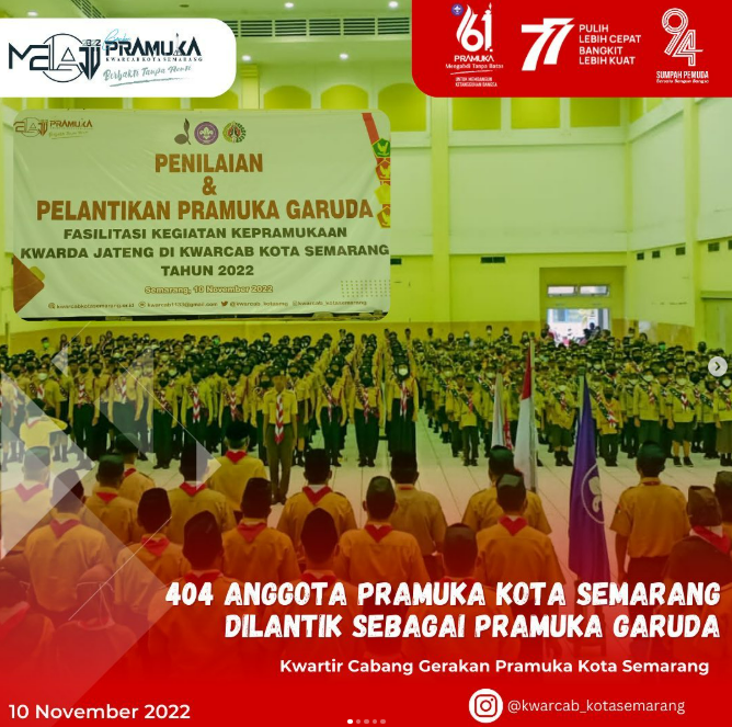 Bertepatan dengan Hari Pahlawan, 404 Pramuka Garuda Kota Semarang Resmi Dilantik