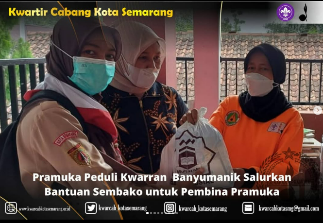 Pramuka Peduli Kwarran Banyumanik Salurkan Bantuan Sembako untuk Pembina Pramuka.