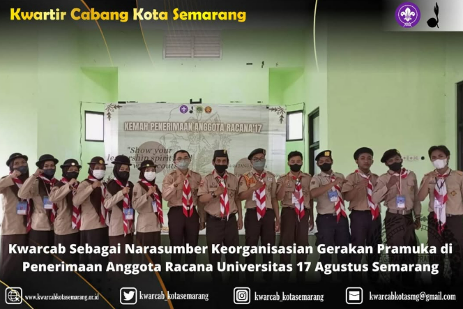 Kwarcab Sebagai Narasumber Keorganisasian Gerakan Pramuka di Penerimaan Anggota Racana Universitas 17 Agustus